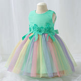 Baby Girl's Party Frock-Birthday Rainbow Colors - MiniMore