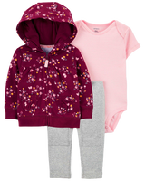 Super Cozy Cotton Fabric Cute Baby Hoodie and Pants-Girl's 3pcs Set