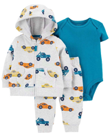 Super Cozy Cotton Fabric Cute Baby Hoodie and Pants-Boys 3pcs Set