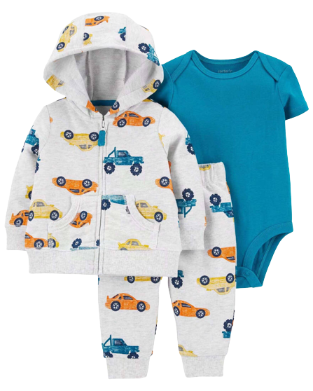 Super Cozy Cotton Fabric Cute Baby Hoodie and Pants-Boys 3pcs Set