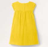 Bee Flower Embroidery Pure Cotton Yellow Sleeveless Girl Summer Dress - MiniMore