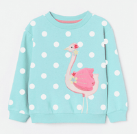 Flamingo Embroidery Sweet Children Girl's Sweater - MiniMore