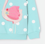 Flamingo Embroidery Sweet Children Girl's Sweater - MiniMore