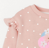 Ice Flamingo Embroidery Sweet Children Girl's Sweater - MiniMore