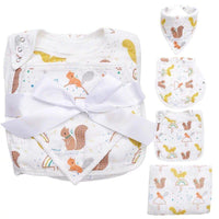 4 Piece Muslin baby swaddle, Wrap, Burp Clothe, Bip - MiniMore