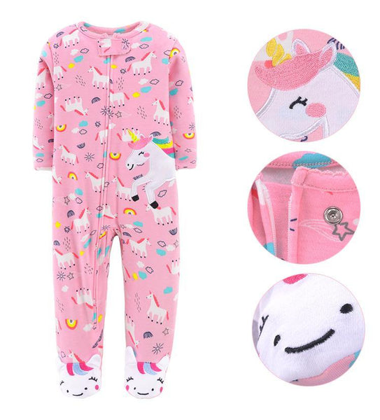 Cute Pyjamas  Baby Rompers Zipper 100% Cotton - MiniMore