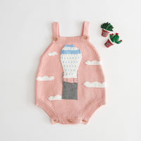 Knitted Baby Girl Velvet Jumpsuit, Rompers - MiniMore