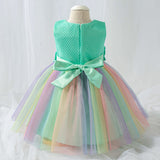 Baby Girl's Party Frock-Birthday Rainbow Colors - MiniMore