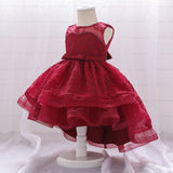 Baby Girl's Party Frock-Red - MiniMore